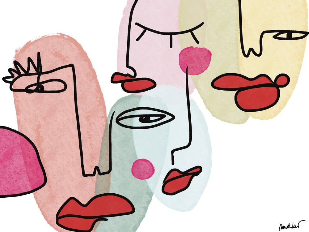 Abstract Faces Of Group Of People