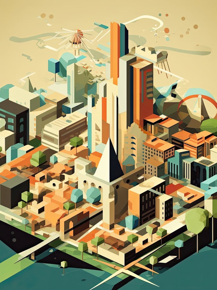 Buenos Aires, Argentina, Geometric Illustration 3