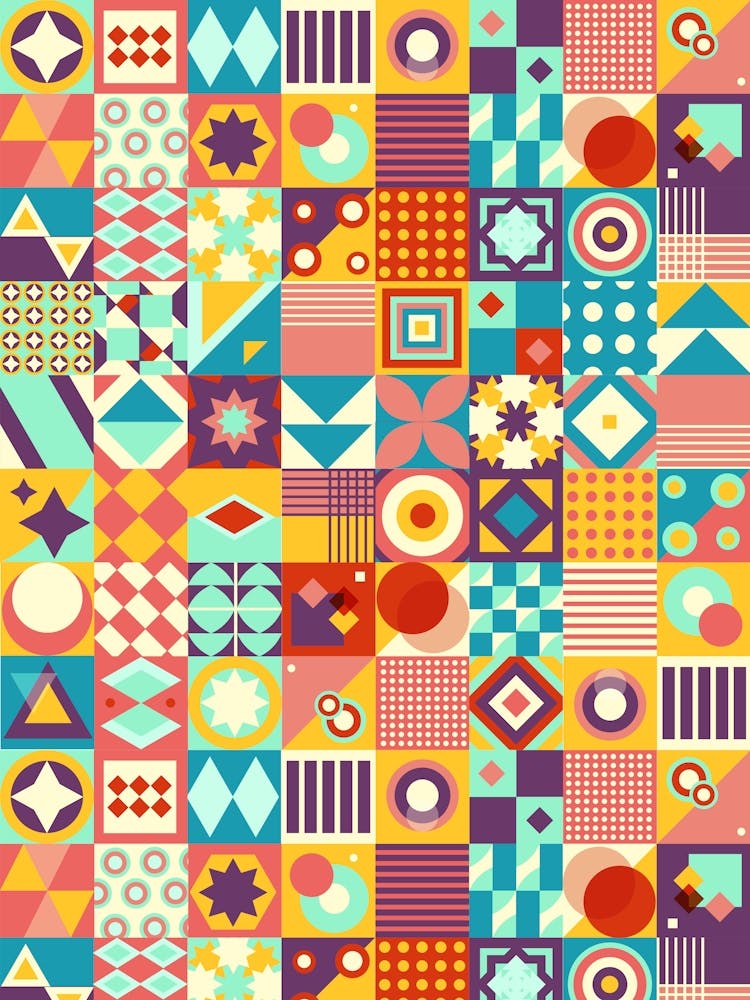 Abstract Geometric Pattern - Bauhaus Azulejo geometric pattern, mosaic #2