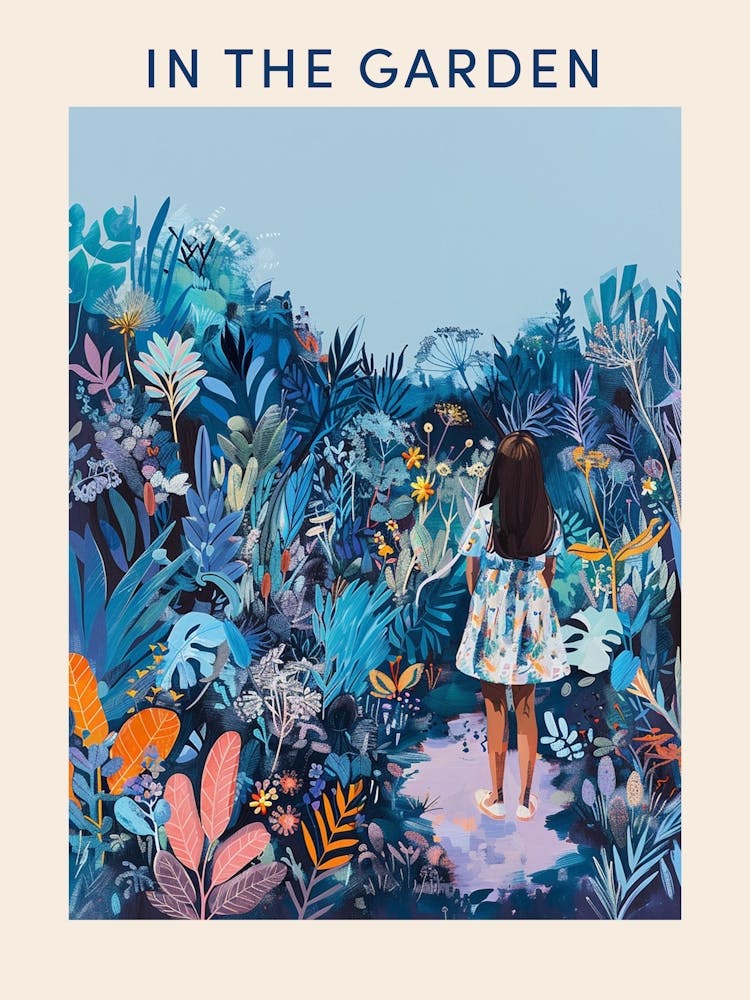 In The Garden Poster Blue 1