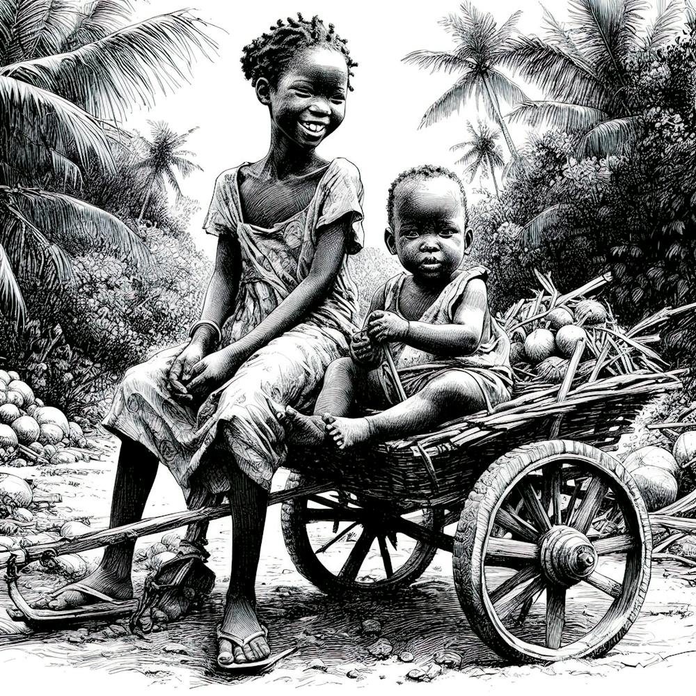 Two Children In A Cart