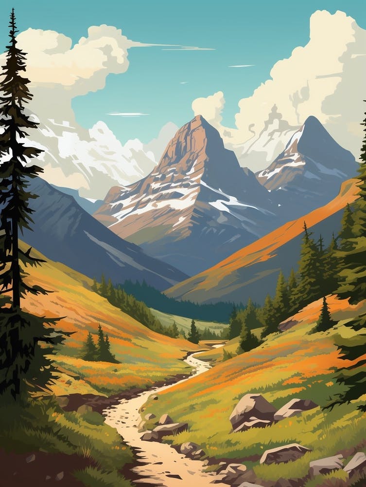 Eiger Trail Switzerland 2 Vintage Travel Illustration