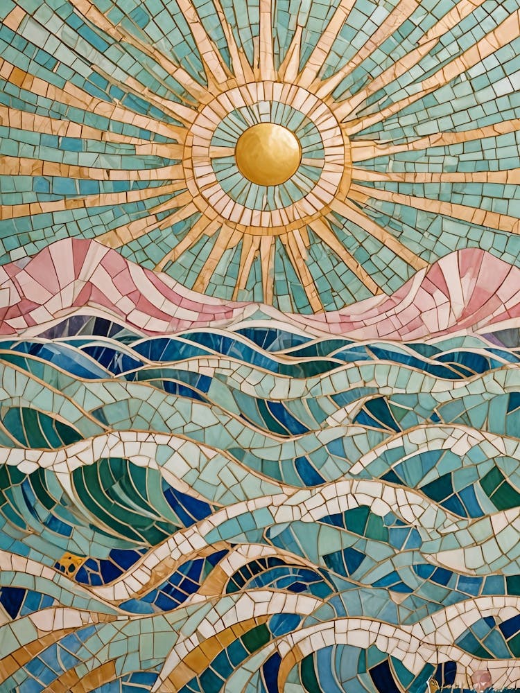 Mosaic Sun Rising Over The Ocean no3