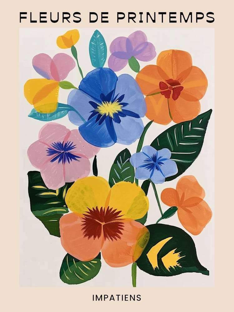 Spring Floral French Poster  Impatiens 3