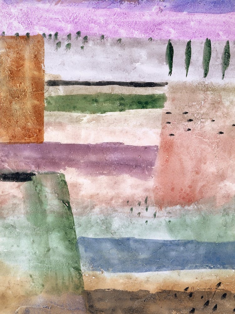 Landscape With Poplars, Paul Klee Abstract Landscape