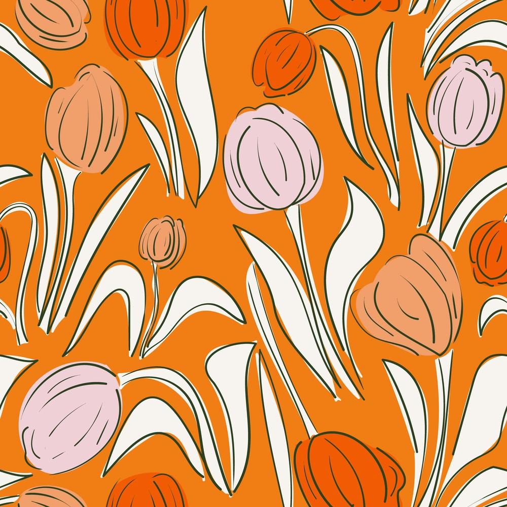 Tulips Colors Orange Background
