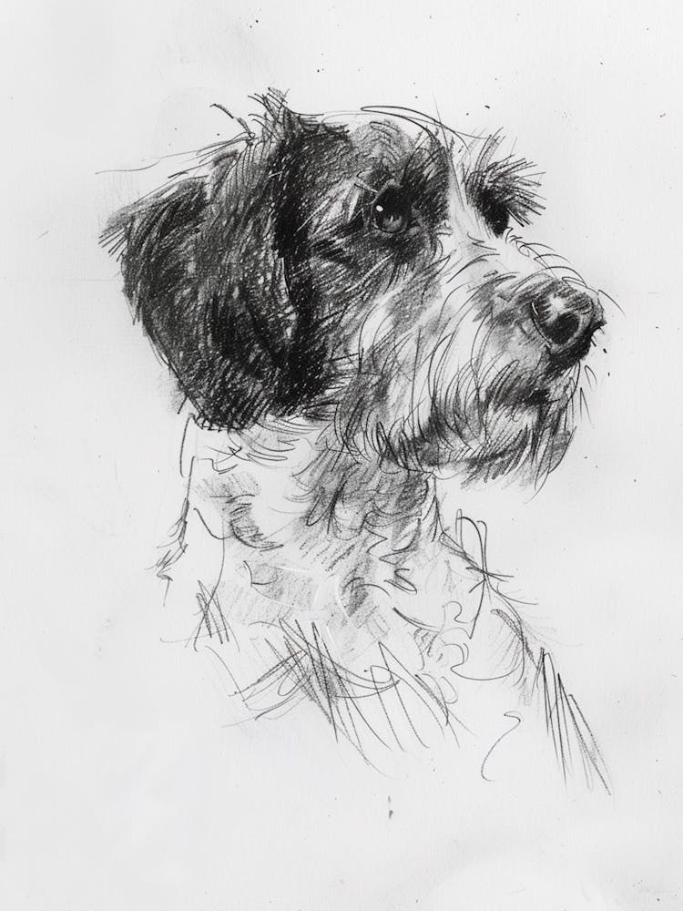 Otterhound Dog Charcoal Line 1