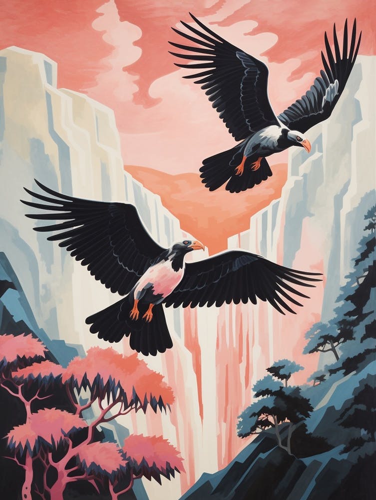 Vintage Japanese Inspired Bird Print California Condor 1