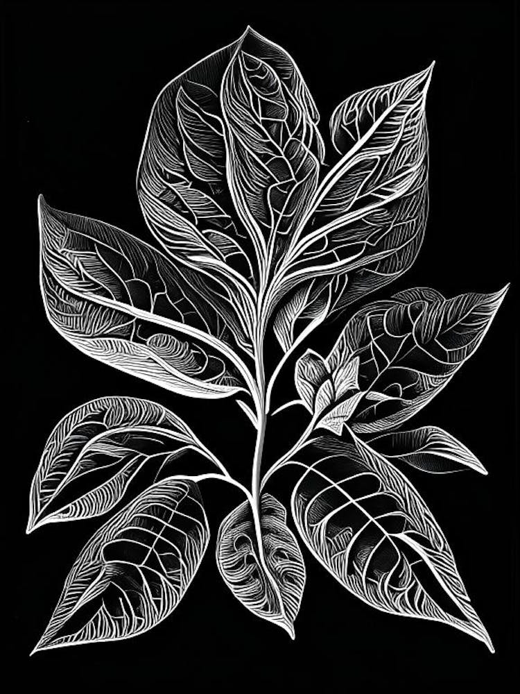 Salal Leaf Linocut 1