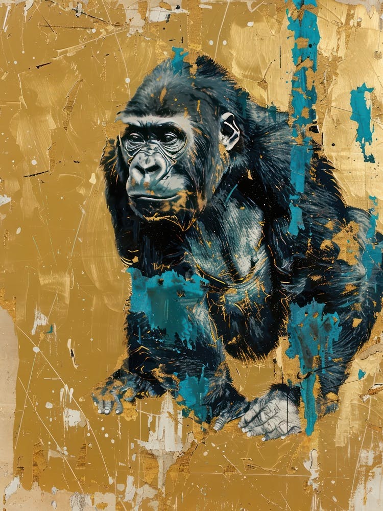 Baby Gorilla Gold Effect Collage 1