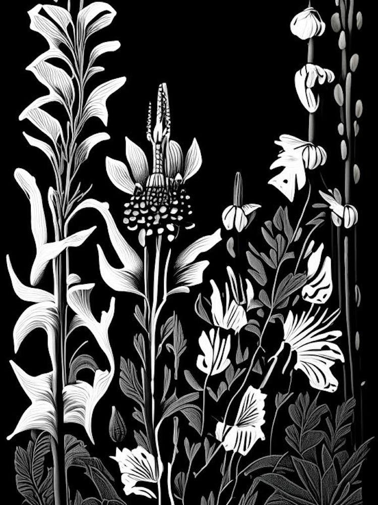 Foxglove Wildflower Linocut