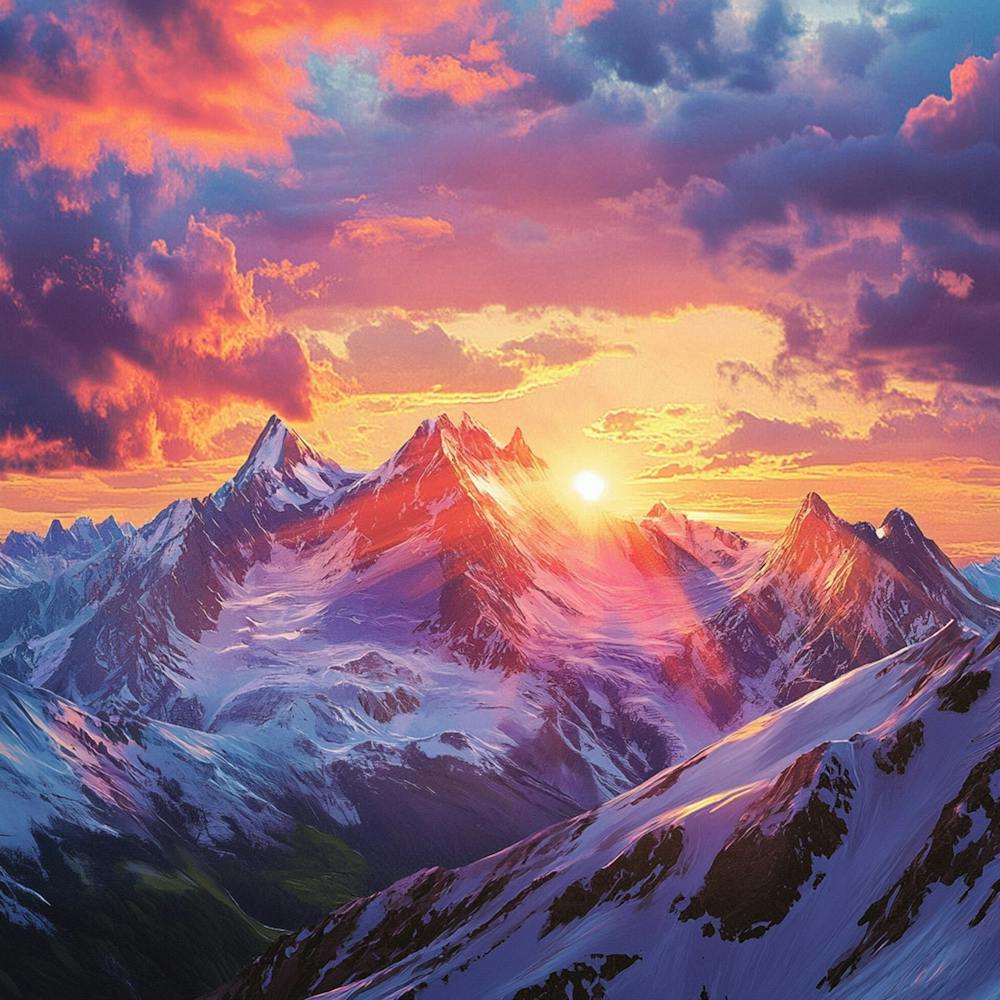 Dynamic Mountain Sunset Landscape 4