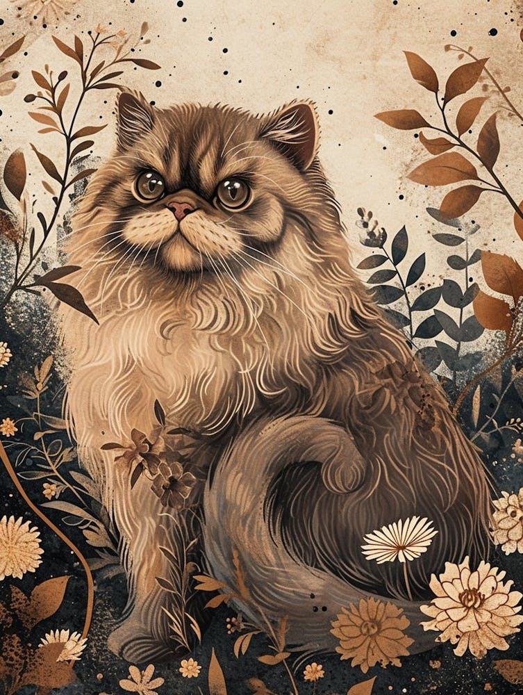 Persian Cat Japanese Illustration 4