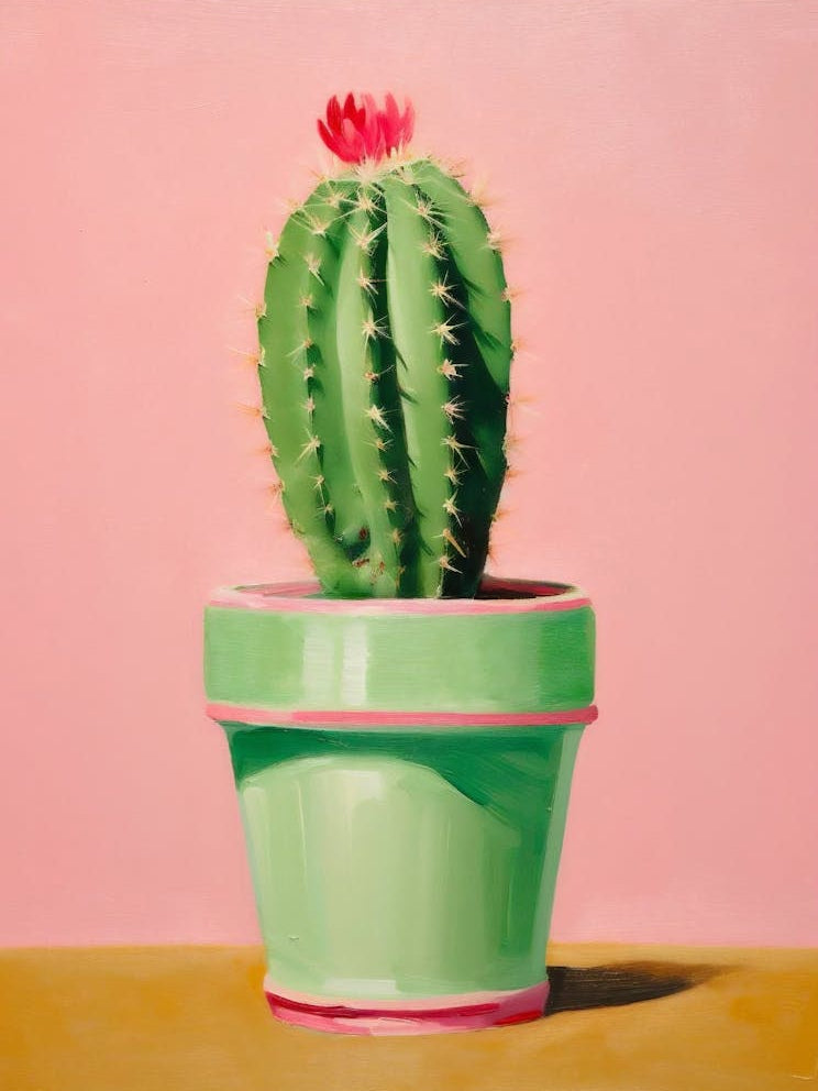 Modern Cactus Wall Abstract Cactus Still Life Painting Colorful Cactus Print Botanical Plant Painting Plant Printable Wall Art