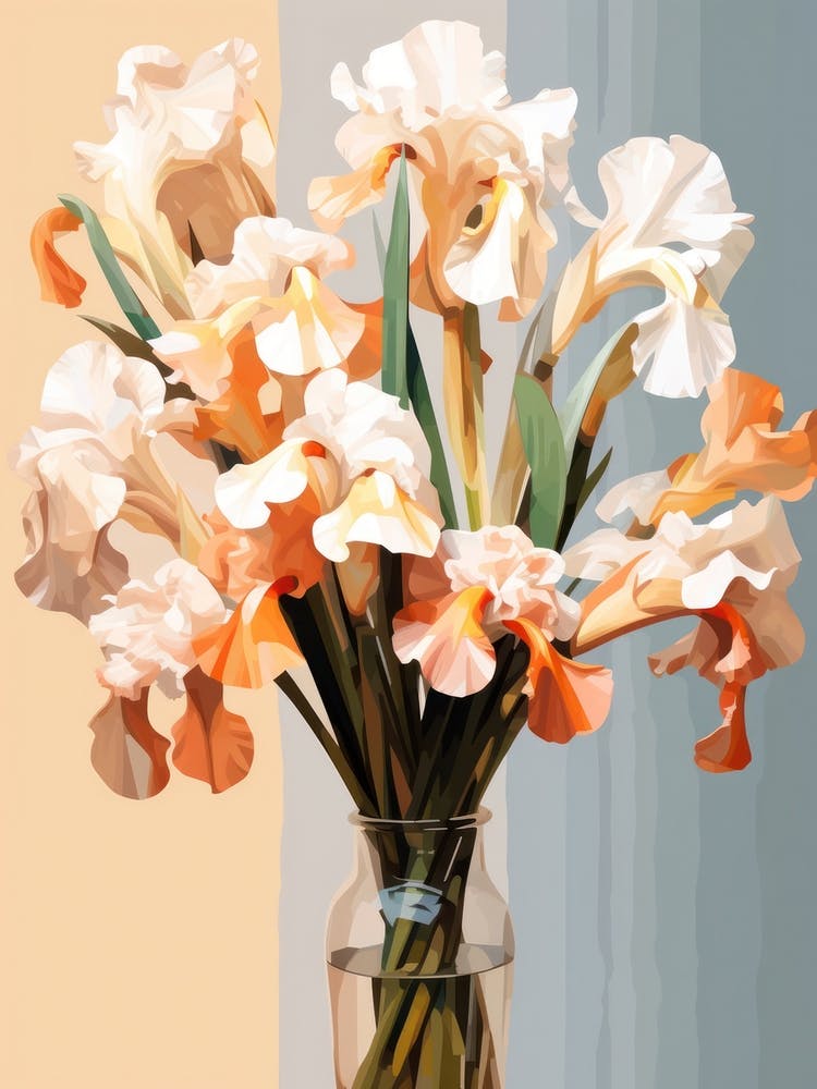 Iris Flower Still Life Painting 4 Dreamy