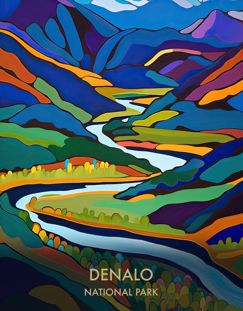 Denalo National Park Travel Poster Matisse Style 3