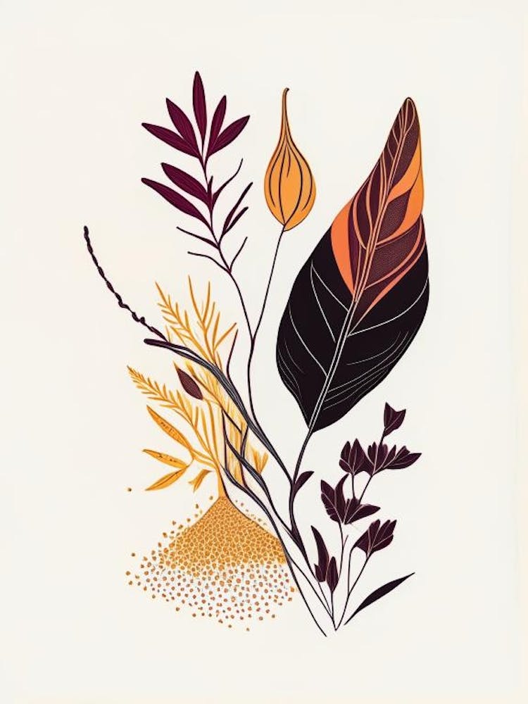 Cat S Claw Spices And Herbs Minimal Line Drawing 1