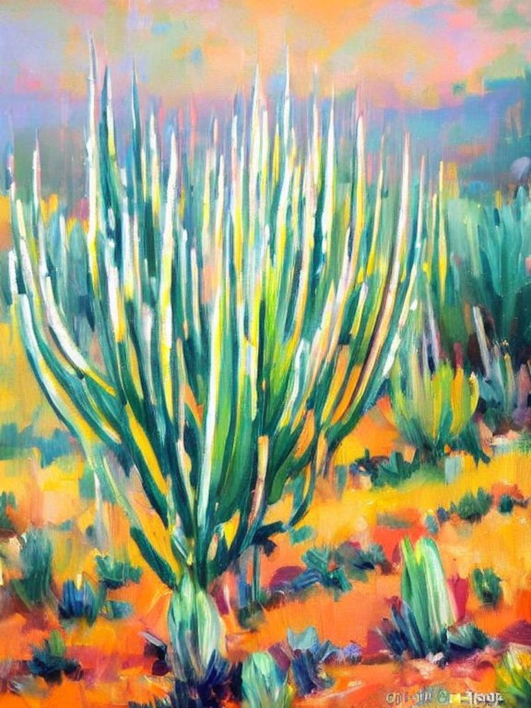 Candelabra Cactus 2 Impressionist Painting Plant