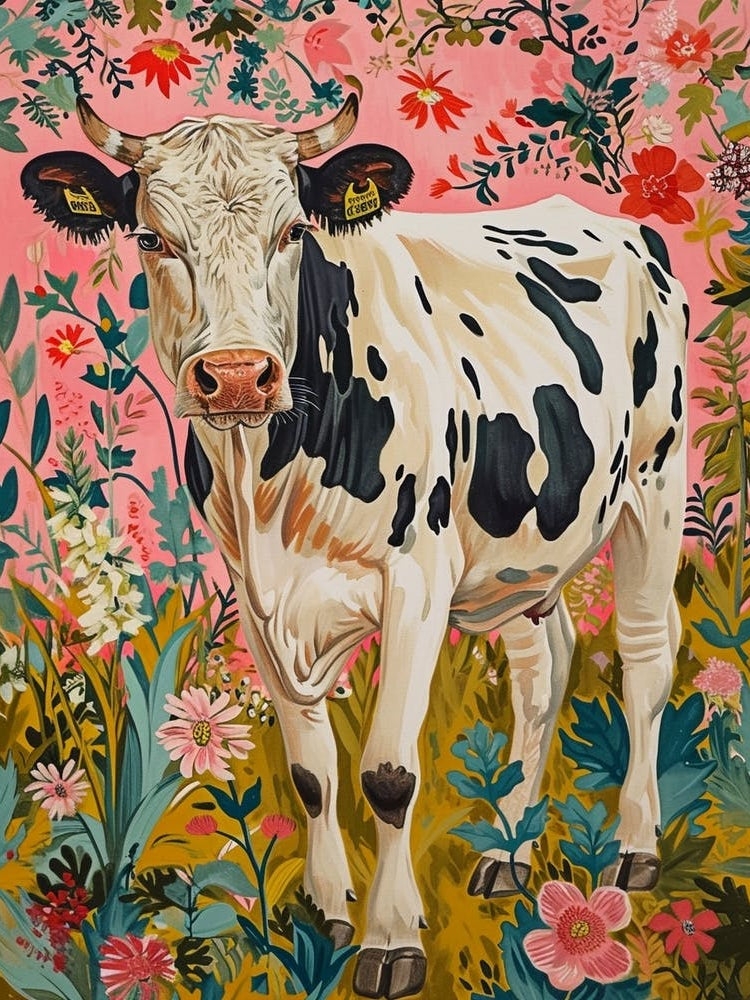 Floral Animal Painting Cow 4