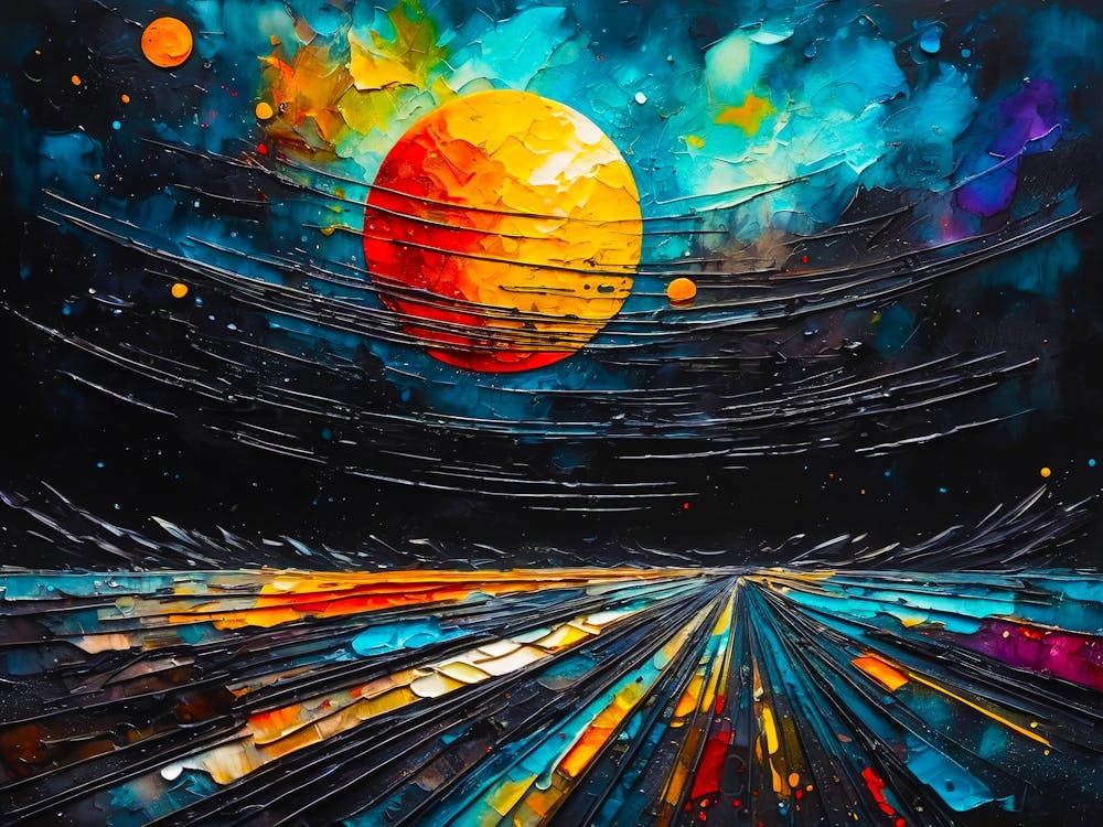 Abstract Painting Vibrant Colors Landscape