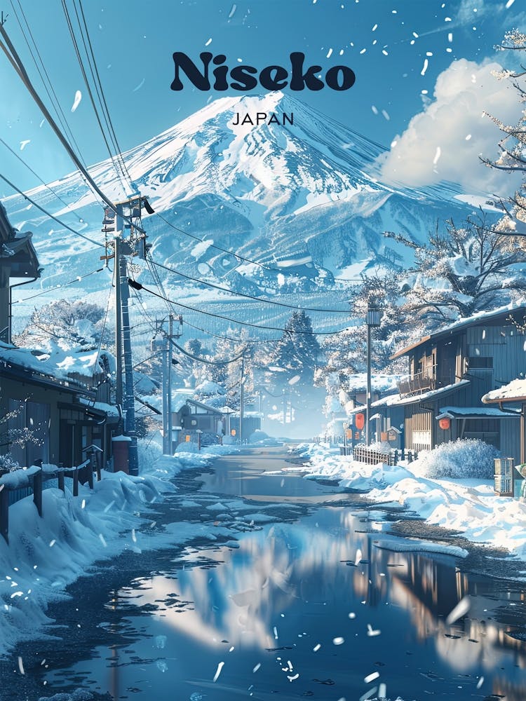 Niseko Japan Powder Snow Digital Travel Art