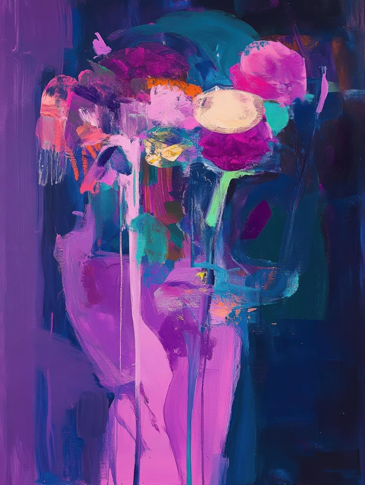 Flowers In Purple Vase