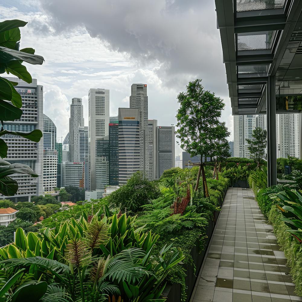 David Hockney Style. Rooftop Garden in Singapore 2