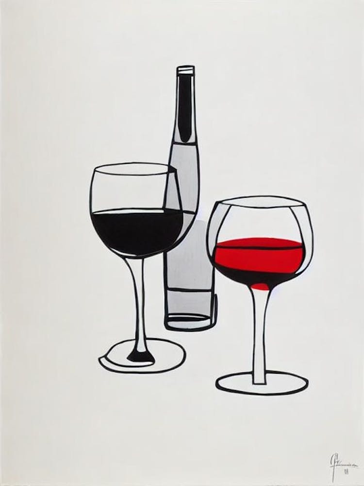 Corvina Picasso Line Drawing Cocktail Poster