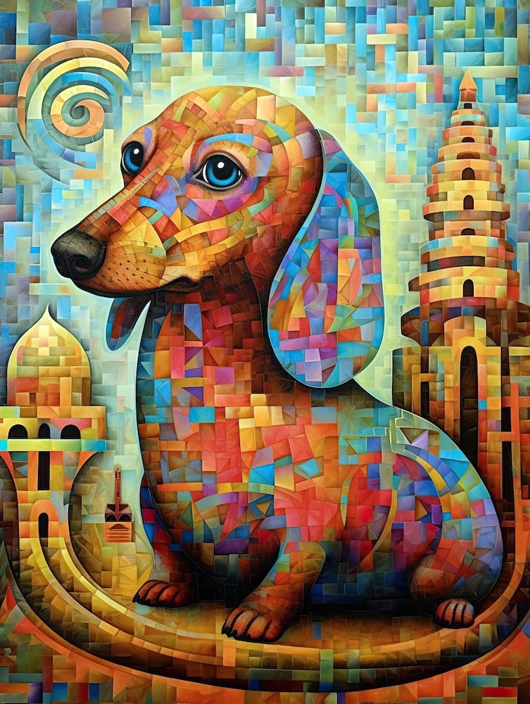 Dachshund dog abstract print