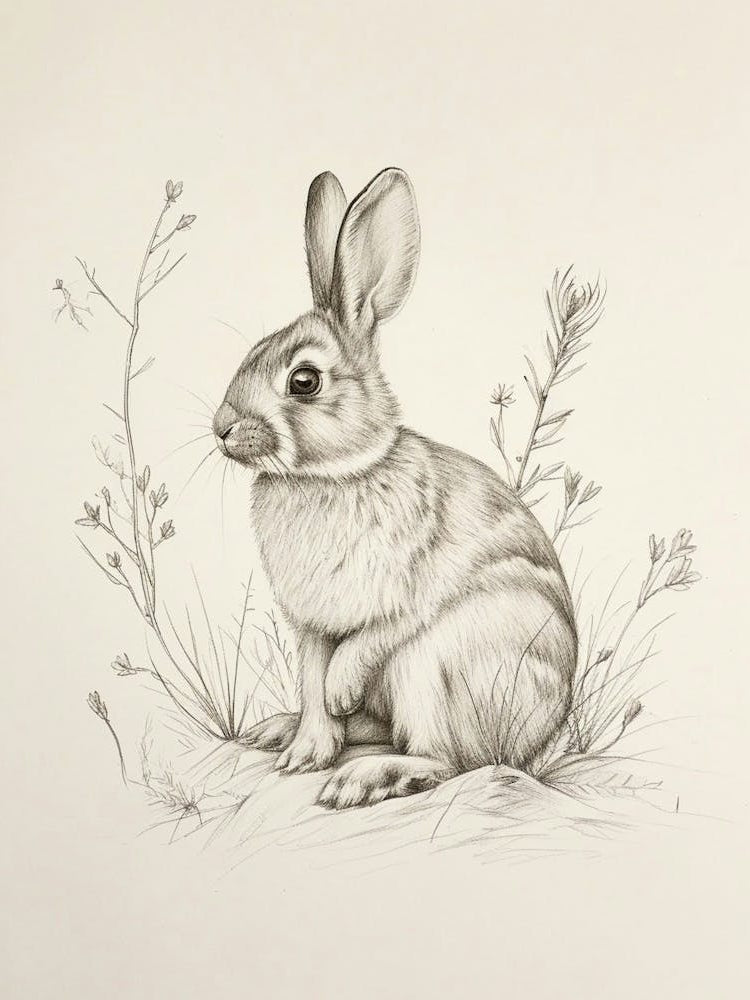 Mini Rex Rabbit Drawing 3