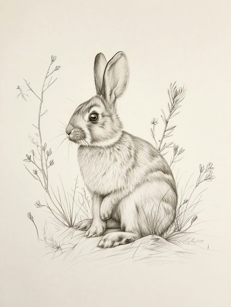 Mini Rex Rabbit Drawing 3