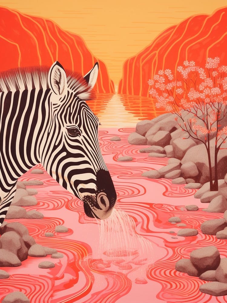 Zebra In The River 3
