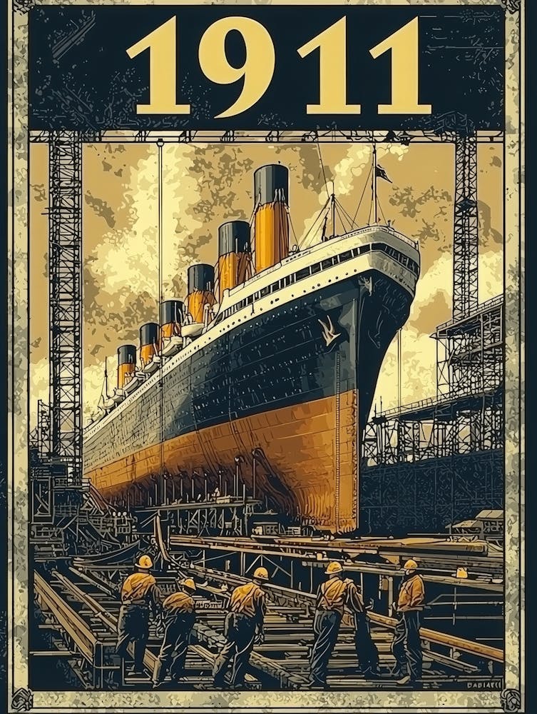 Aihrgdesign A Vintage Engineering Poster Showing The Titanic