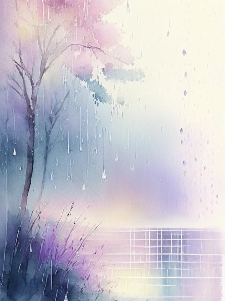 Rain Art Waterscape Gouache 2