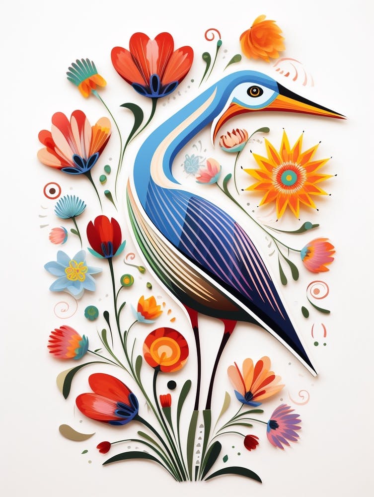 Scandinavian Bird Illustration Stork 1