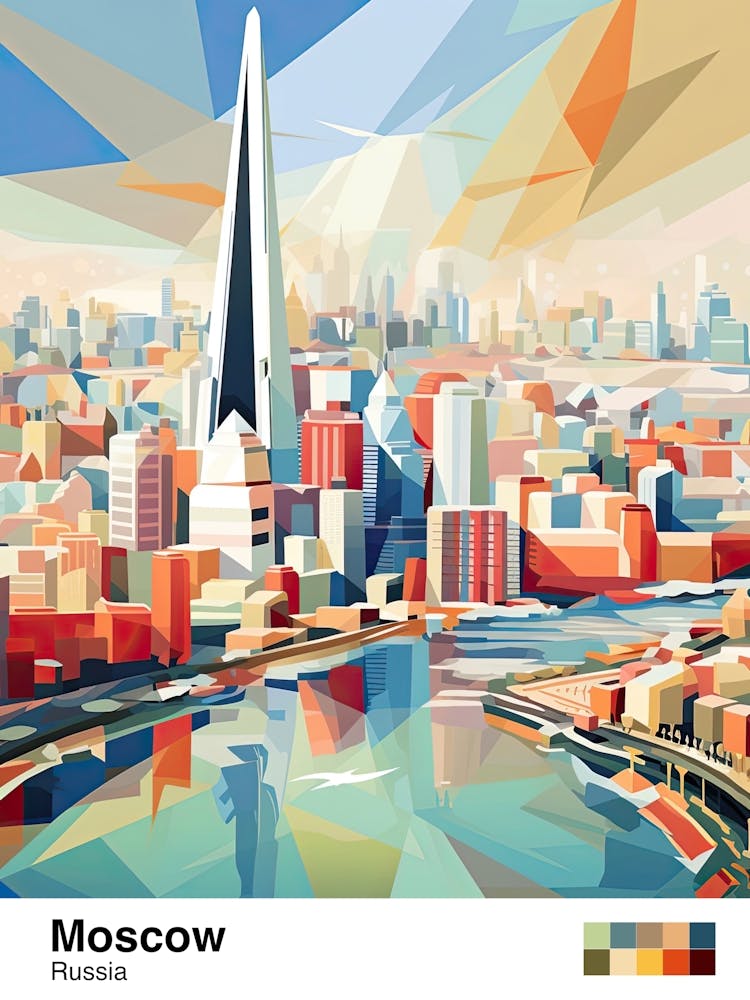 Moscow, Russia, Geometric Illustration 1 Poster