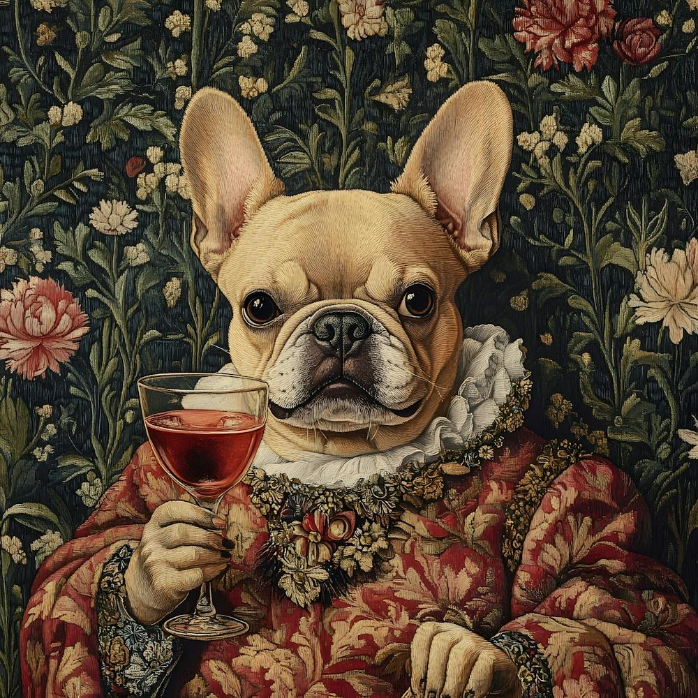 Tapestry Frenchie Drinking 4