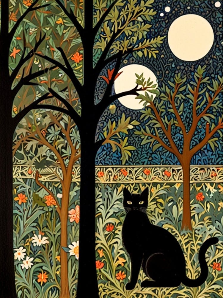 William Morris Cat In The Moonlight 47