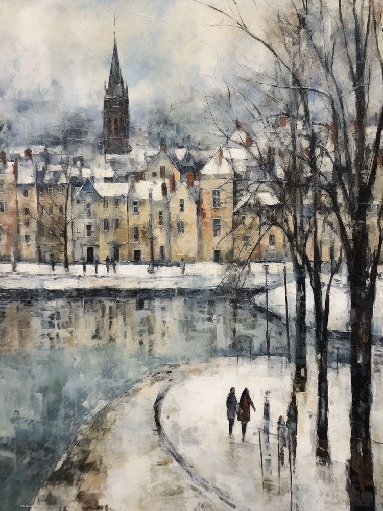 Vintage Winter Painting Inverness United Kingdom 1