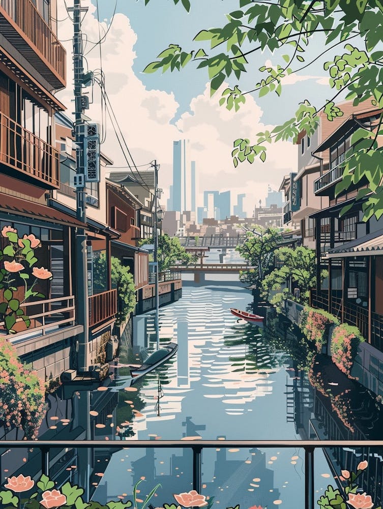 Tokyo Japan 8 Retro Illustration