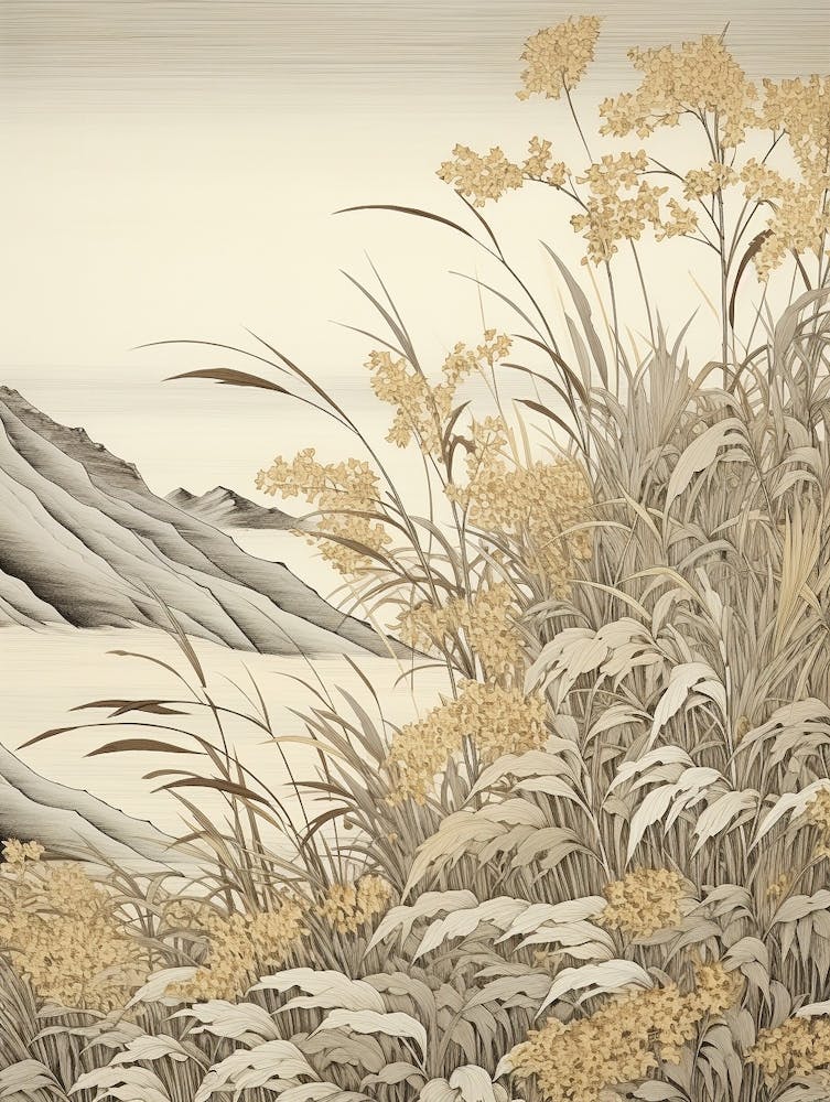 Fujibakama Japanese Silver Grass 4 Vintage Japanese Botanical