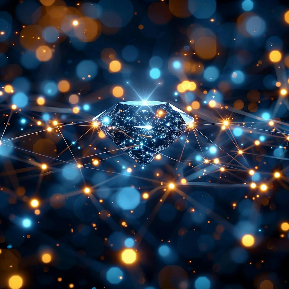 Clean Simple Connections Concept Luminous Stock Photo, A Diamond In The Connection Symbolising Ai, Shutterstock Connection Concept, Medical Advertisement Style, Bright Ambient Light, Diffuse Lightning