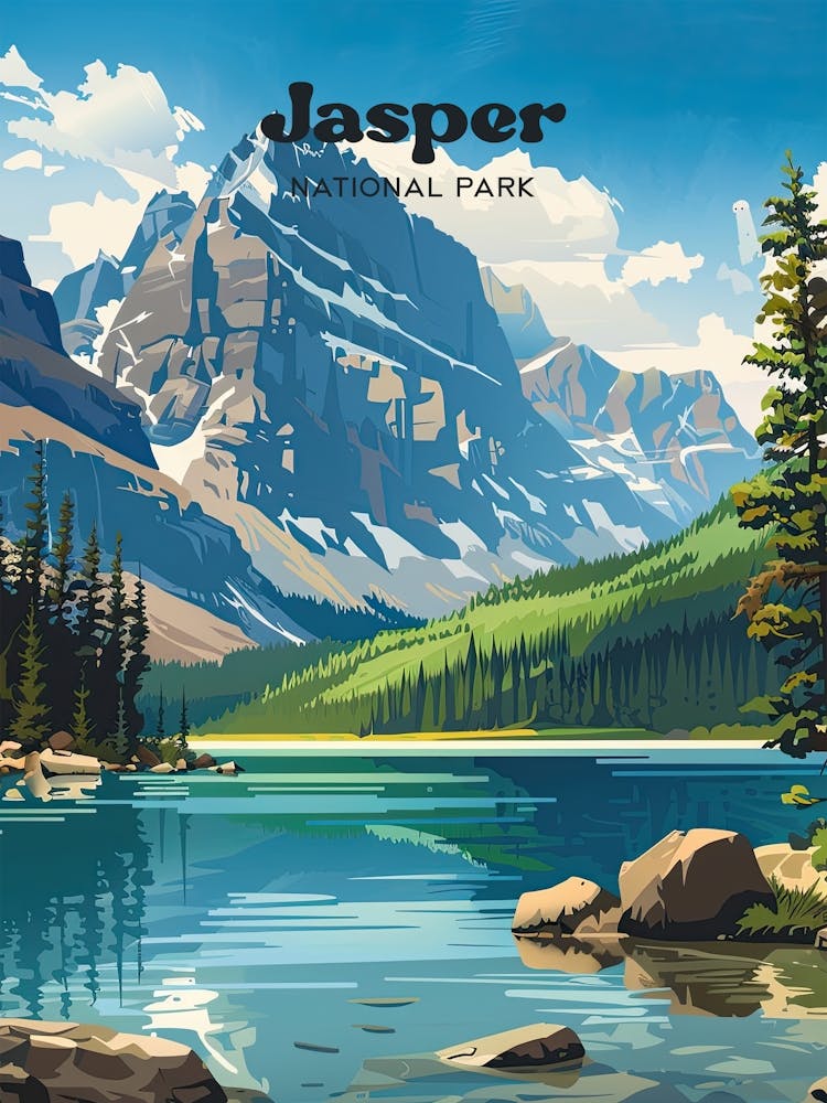 Jasper National Park Banff Canada Digital Travel Art