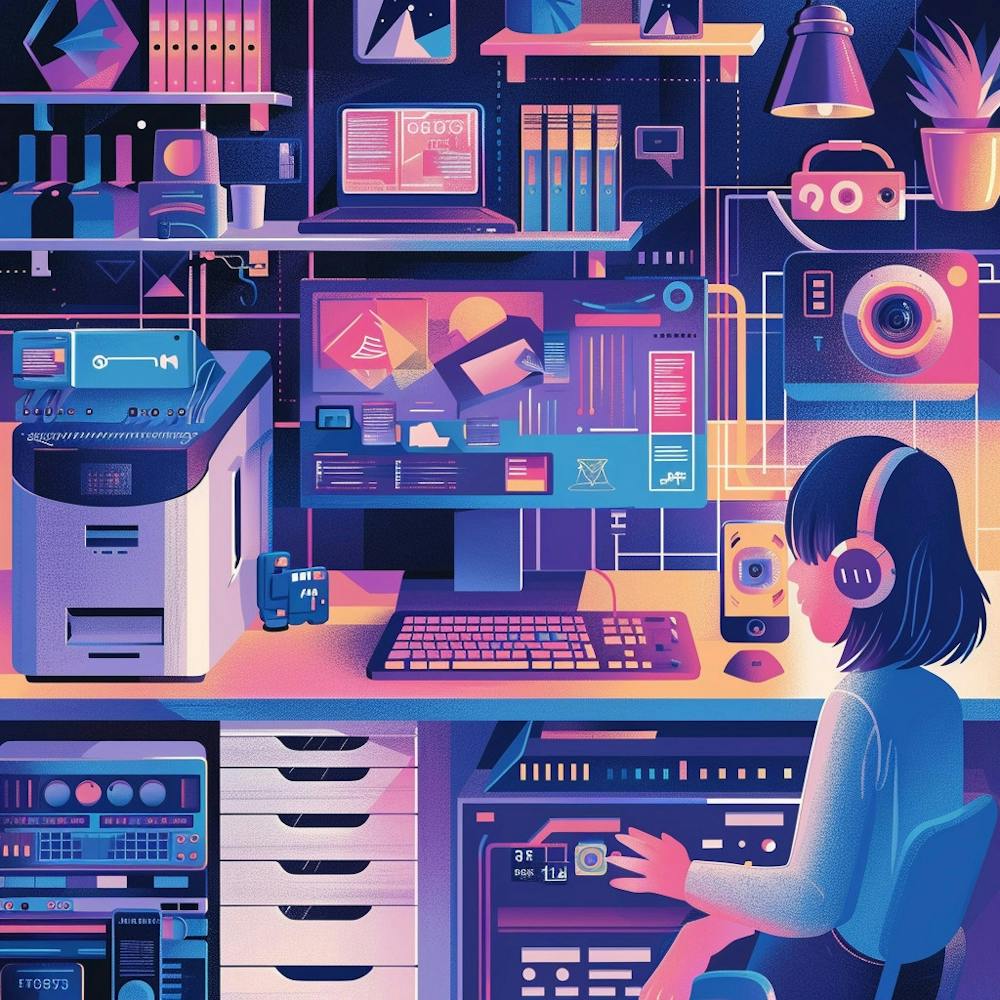 Computer Desk Illustration