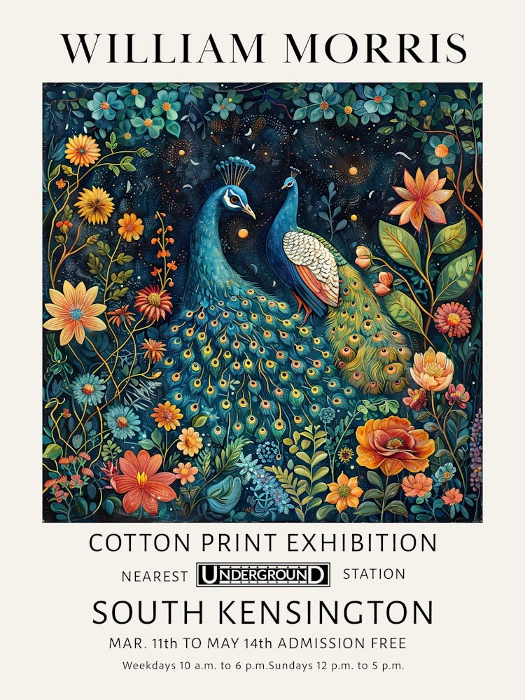 William Morris Peacocks At Night