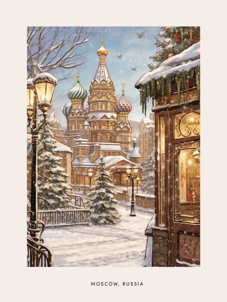 Vintage Winter Poster Moscow Russia 1