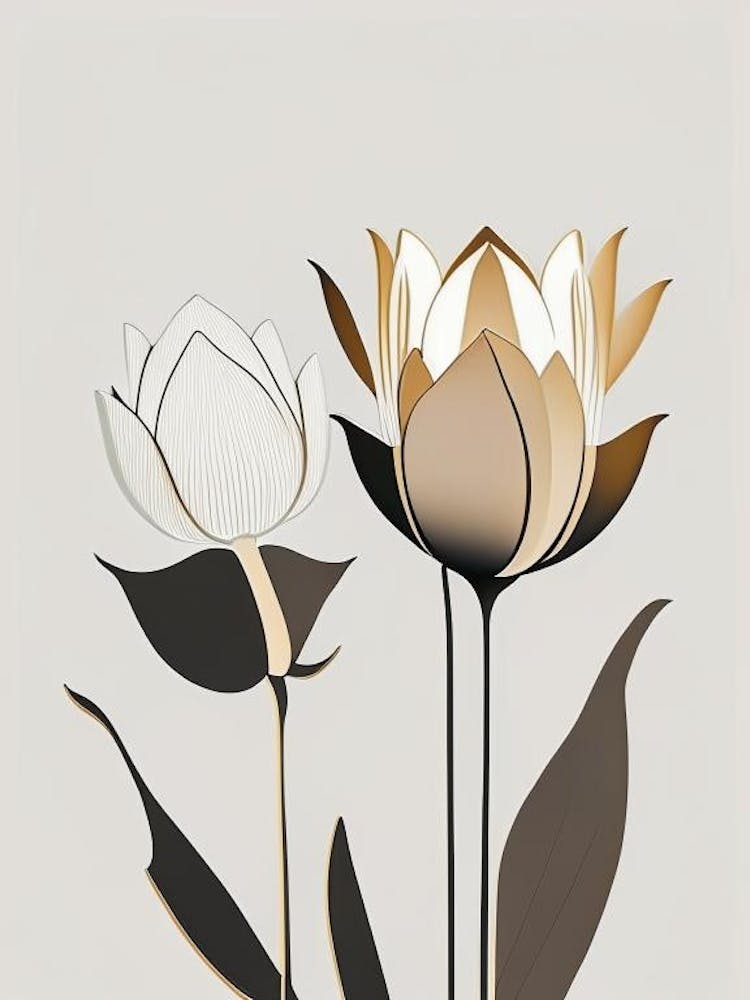 Lotus Flowers In Park Retro Minimal 5