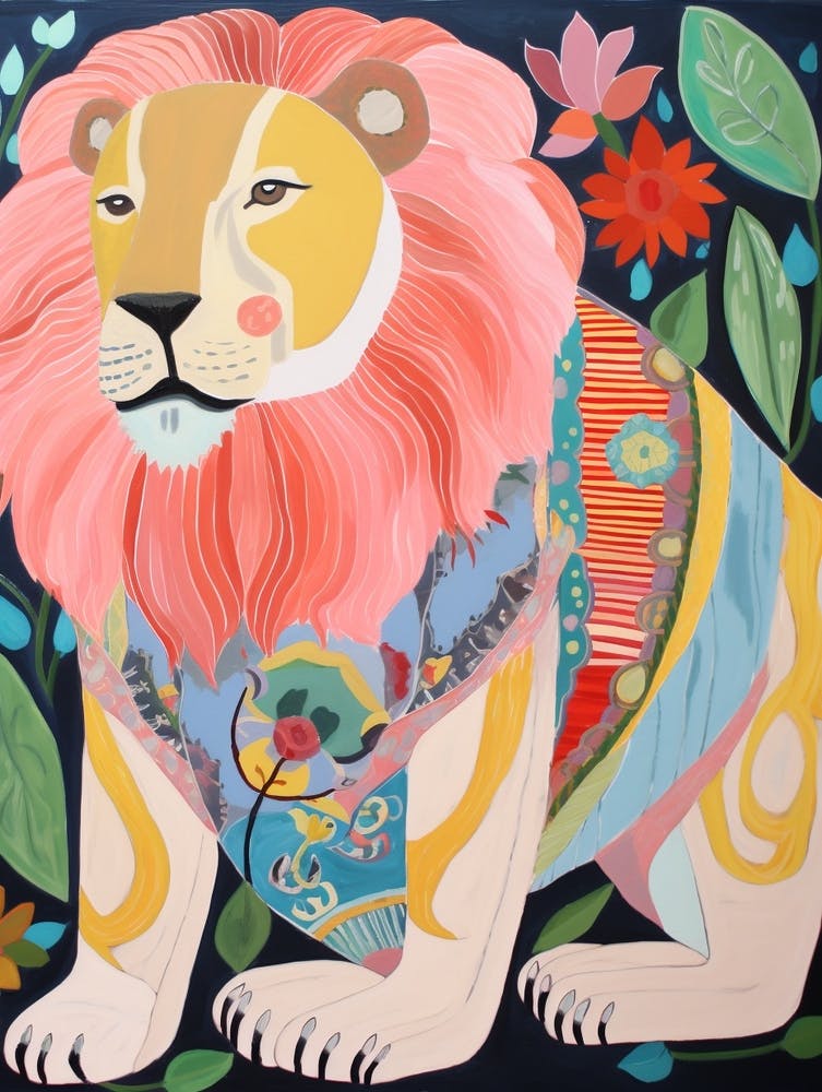 Maximalist Animal Painting Lion 3
