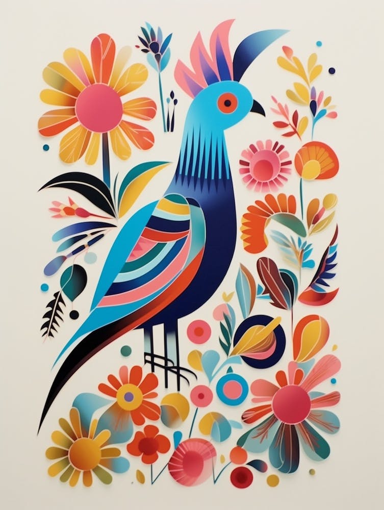 Bunter Skandinavischer Vogel Hahn 3