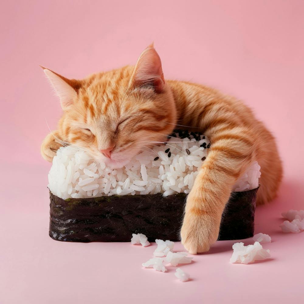 Cat Sleeping On Sushi 1